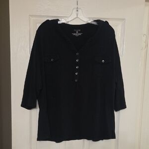 Sonoma Black Casual Foux Button Down Shirt